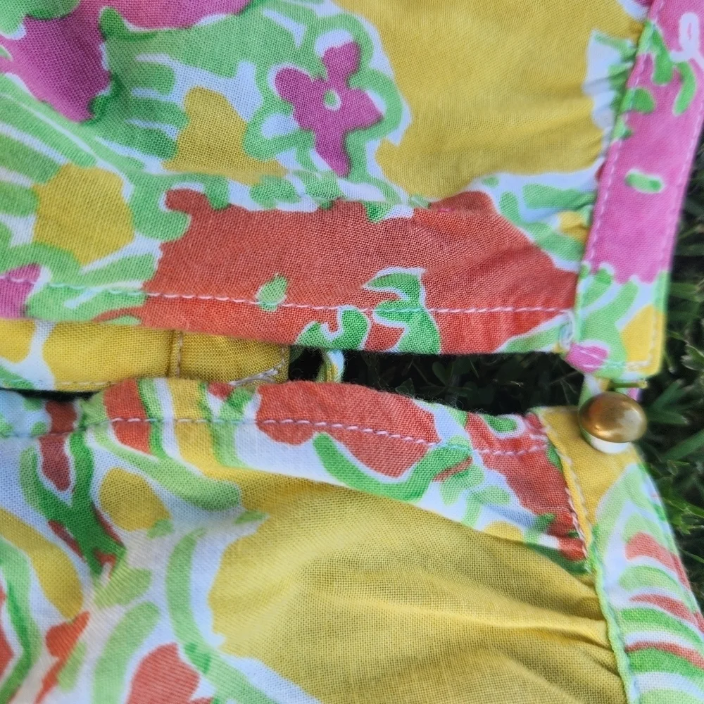 Lilly Pullitzer SUMMER ROMPER WITH POCKETS Size SMALL pink Orange White Green - Picture 5 of 11